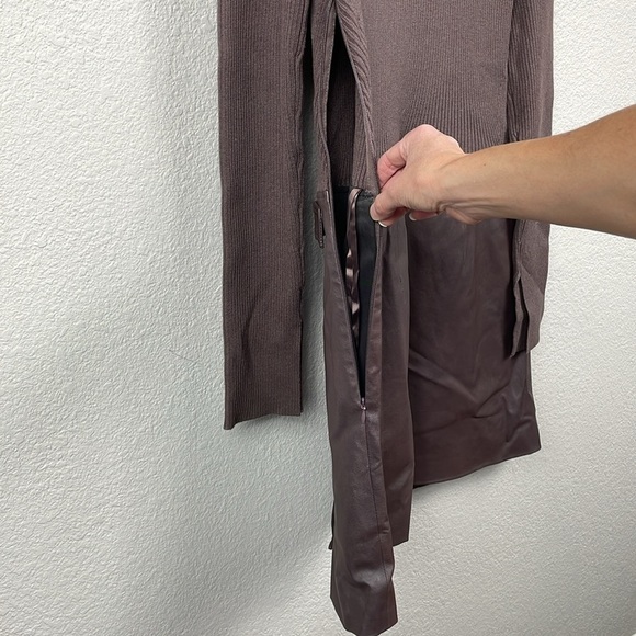 New DEREK LAM 10 CROSBY Nancy Wrap Effect Cotton Blend Leather Mini Dress 12 - Picture 8 of 14